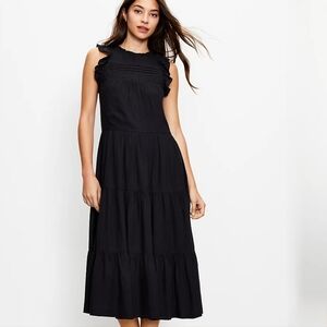 Loft Pintuck Ruffle Midi Size Small Petite